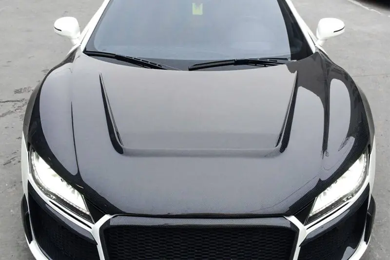 2006-2015 Audi R8 Coupe   Spyder P Style Carbon Fiber Hood 1