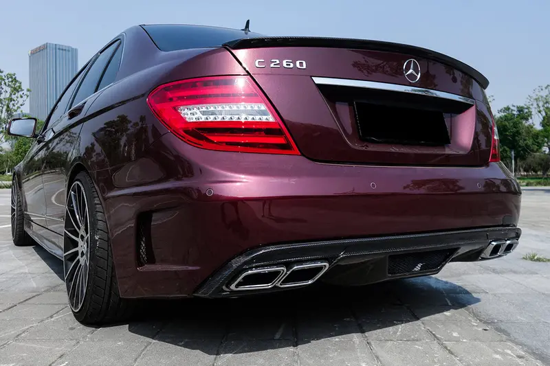 2008-2014 Mercedes Benz C Class W204 P Style Rear Bumper With Exhaust Tips 1