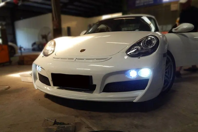 2009-2012 Porsche Cayman  Boxster 987 Ta Style Front Bumper With  Led Lights 1