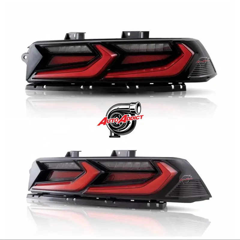 2012-2013 Chevy Camaro Velox Led Taillights Gloss Black/Red Lens + Custom Harness 1