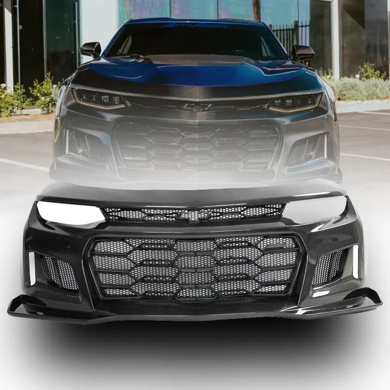 2017-2025 Chevy Camaro Zl1 Black Panther 1Pc Full Gloss Carbon Fiber Track Package Front Bumper Conversion 1