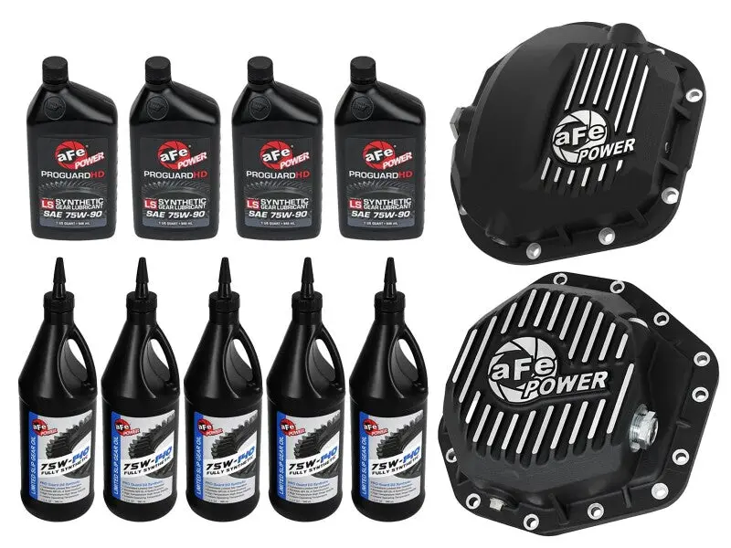 Afe Power Front/Rear Diff Cover Kit W/ Oil 17-22 Ford Diesel V8 (Dana Super 60 & Dana M275-14) 1