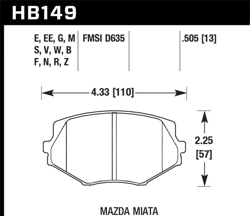 Hawk 94-05 Mazda Miata 1.8L Base Front Er-1 Brake Pads 1