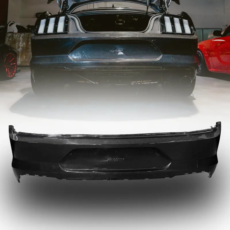 Pre-Order 2018-2023 Ford Mustang Gt500 Style Double Sided Full Carbon Fiber Track Package Rear Bumper Conversion 1