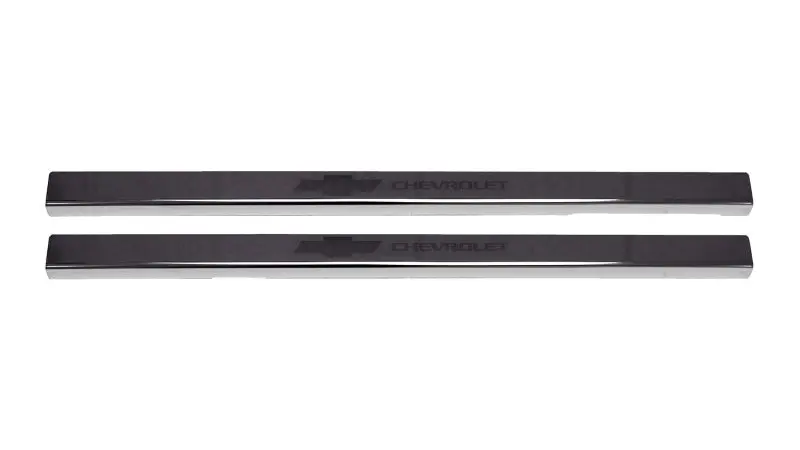 Putco 2020 Chevy Silv Ld/Hd Double/Regular Cab W/ Bow Tie Etching (2Pcs) Black Platinum Door Sills 1