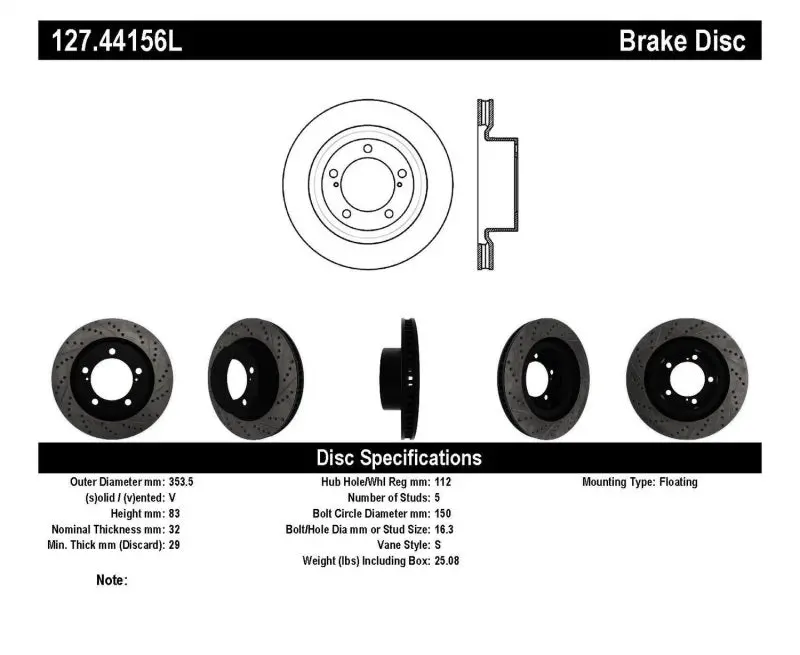 Stoptech 07-09 Toyota Tundra / 08-09 Toyota Sequoia Front Left Slotted & Drilled Rotor 1