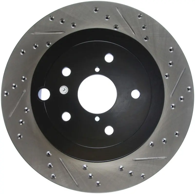 Stoptech 08+ Subaru Sti (Will Not Fit 05-07) Slotted & Drilled Sport Brake Rotor 1