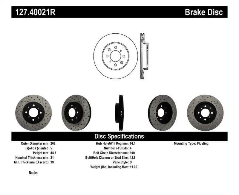 Stoptech 90-01 Acura Integra (Exc. Type R) / 01-05 Honda Civic / 07+ Honda Fit / 93-97 Del Sol Vtec 1