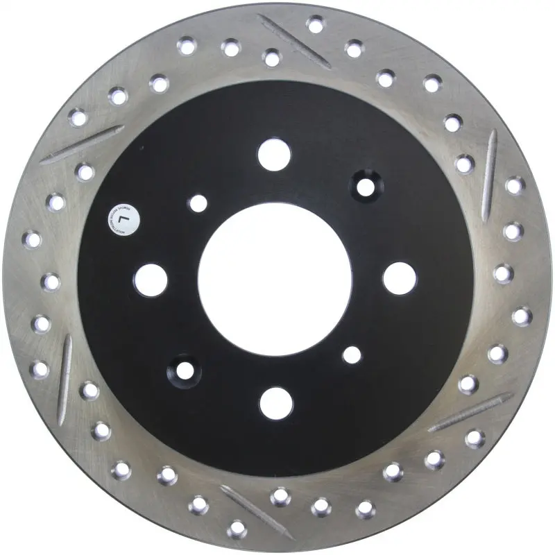 Stoptech 90-96 Acura Integra / 97-01 Integra (Exc. Type R) Slotted & Drilled Left Rear Rotor 1