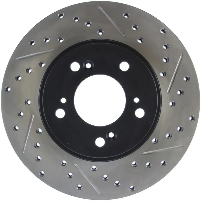 Stoptech 97-01 Acura Integra Type R / 97-01 Honda Cr-V Slotted & Drilled Left Front Rotor 1