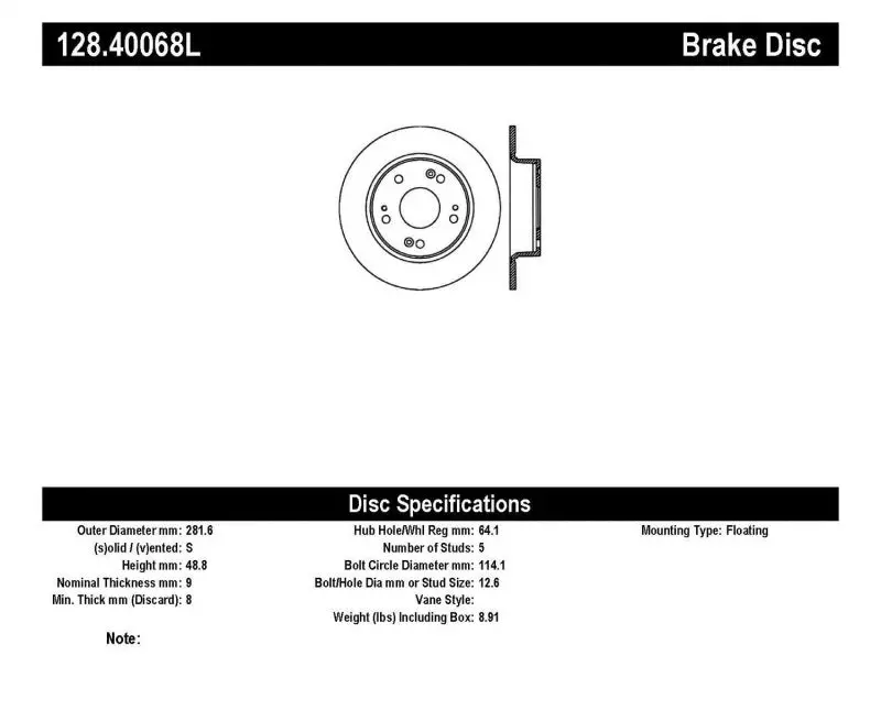 Stoptech Drilled Sport Brake Rotor 1