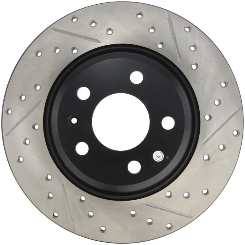 Stoptech Power Slot 09-10 Audi A4/A4 Quattro / 08-10 A5 / 10 S4 Rear Left Drilled & Slotted Rotor 1