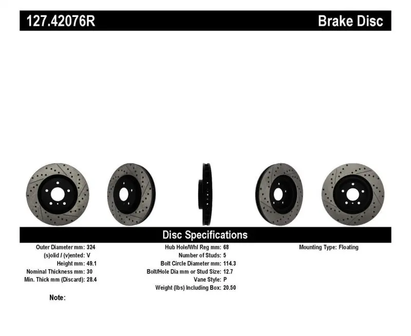 Stoptech Slotted & Drilled Sport Brake Rotor 1