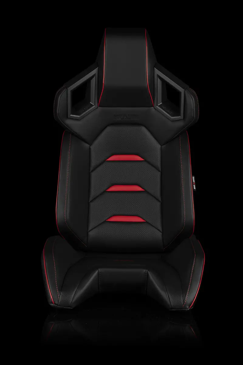 Universal Braum Alpha-X Series Racing Seats (Black & Red) – Pair 1