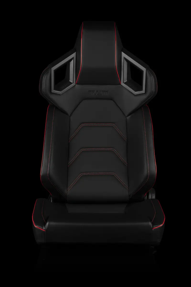 Universal Braum Alpha-X Series Racing Seats (Red Stitching | Low Base Version) – Pair 1