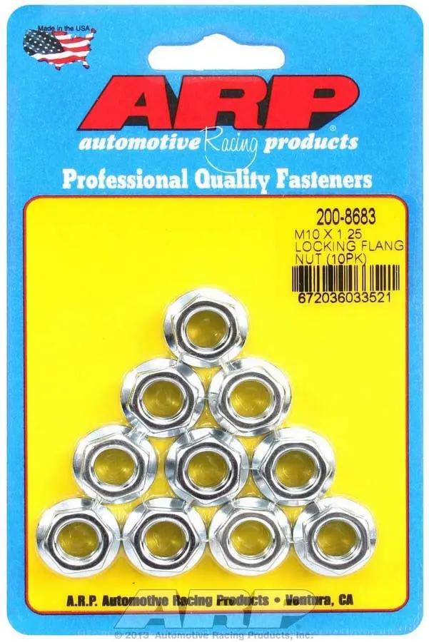 Arp 200-8683 M10×1.25 Locking Flange Nuts – Pack Of 10 1