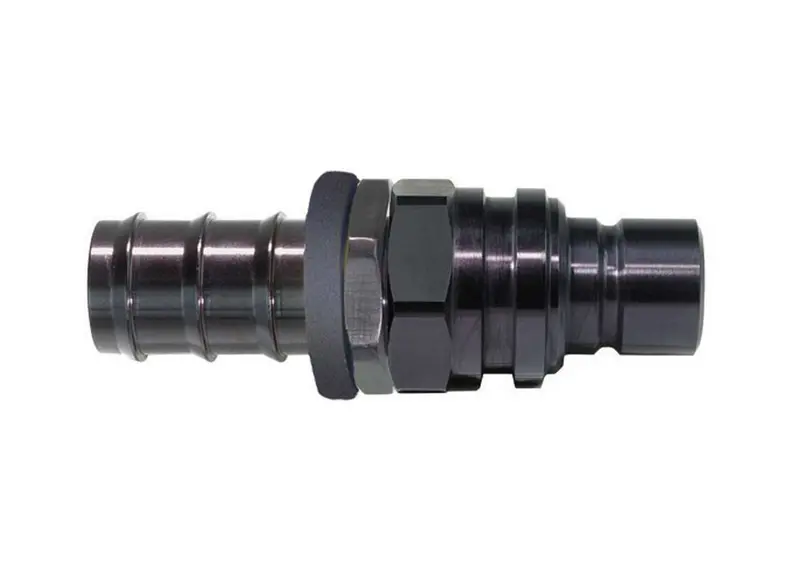 Jiffy-Tite 52512P Quick-Disconnect #12 Male Push-Lock Plug – Valved, Black Anodized 1