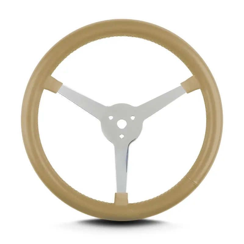 Lokar Lecarra Lake Steering Wheel – 3-Spoke Polished Aluminum With Tan Leather Wrap (40009) 1