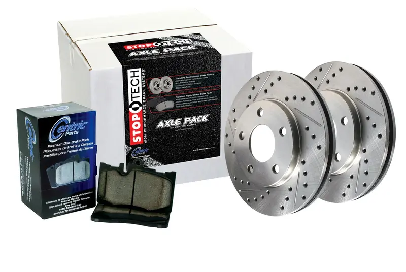 Stoptech 977.40043R Rear Sport Brake Kit – Slotted Rotors & Stainless Lines 1