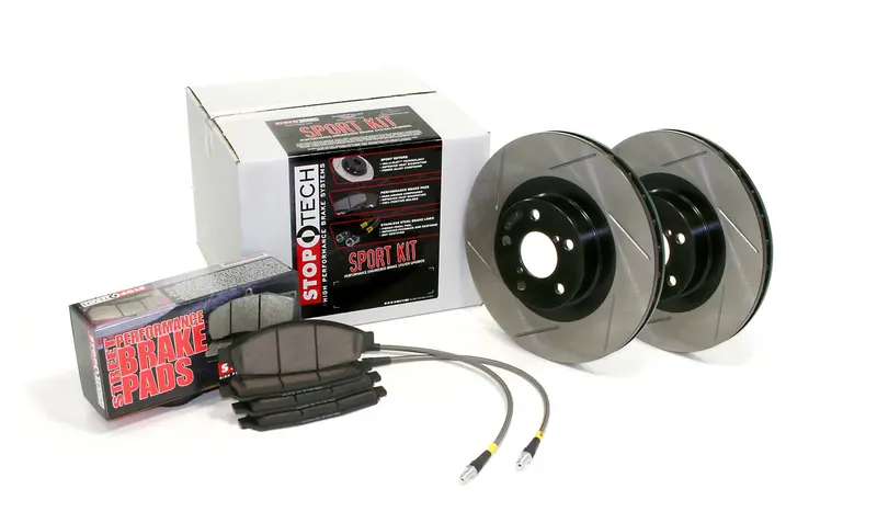 Stoptech Sport Front Brake Kit: Slotted Rotors, Brake Lines, And Axle Components 1