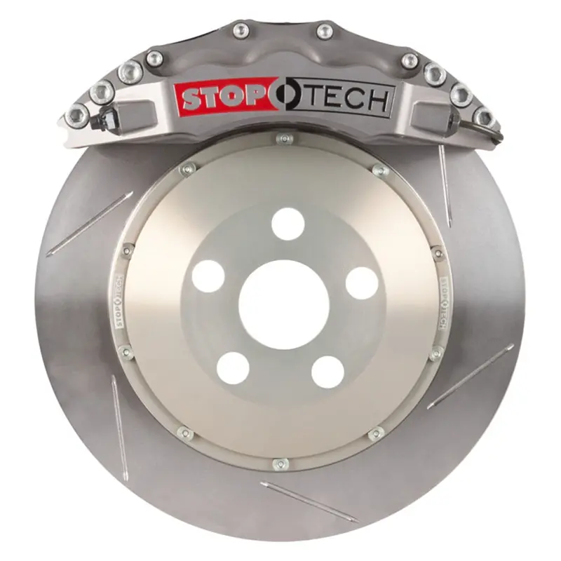 Stoptech Trophy Sport Front Big Brake Kit – Silver Calipers With Slotted Two-Piece Rotors 1